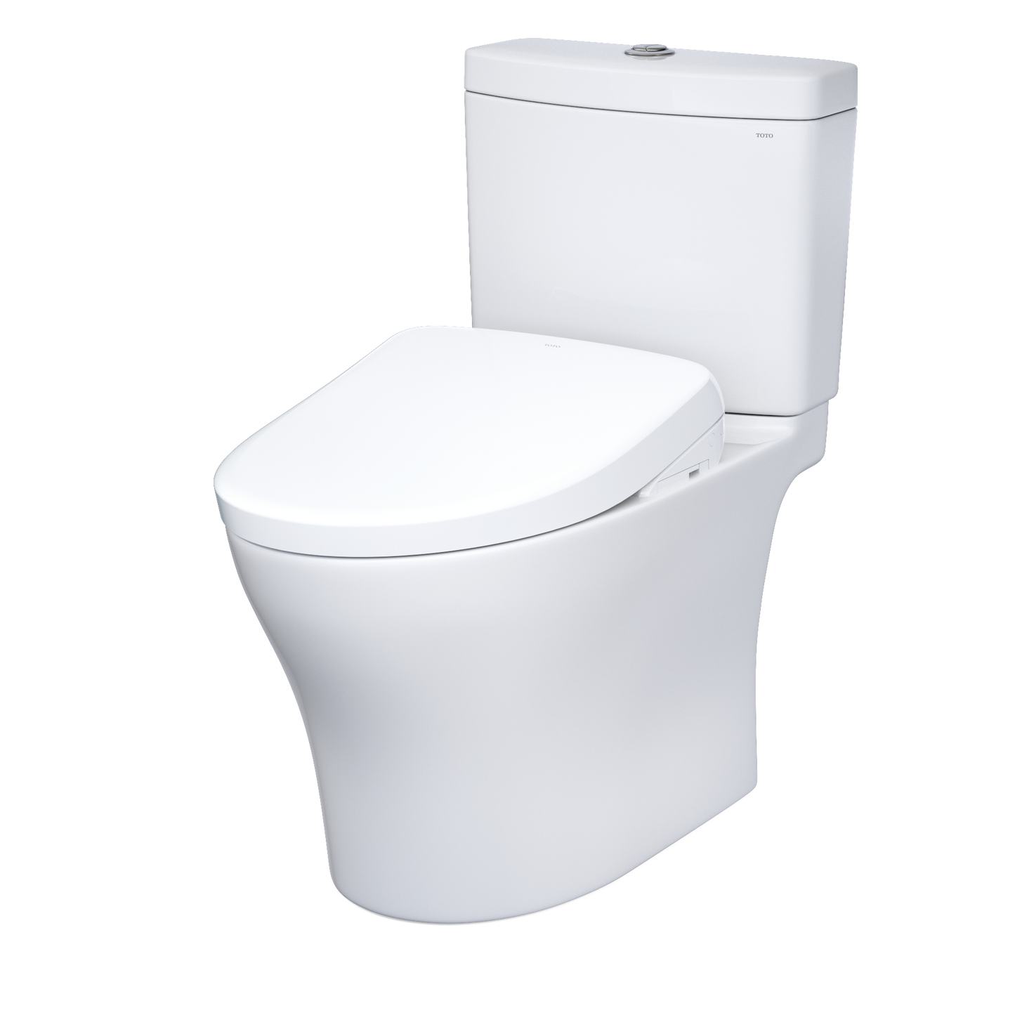 TOTO MW4464736CEMGN#01 Washlet+ Aquia Iv Two-Piece Elongated Dual Flush 1.28 And 0.9 Gpf Toilet And Contemporary Washlet S7A Contemporary Bidet Seat - Cotton White