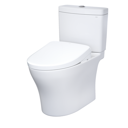 TOTO MW4464726CEMGNA#01 Washlet+ Aquia Iv Two-Piece Elongated Dual Flush 1.28 And 0.9 Gpf Toilet With Auto Flush S7 Contemporary Bidet Seat - Cotton White