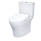 TOTO MW4464726CEMGN#01 Washlet+ Aquia Iv Two-Piece Elongated Dual Flush 1.28 And 0.9 Gpf Toilet And Contemporary Washlet S7 Contemporary Bidet Seat - Cotton White