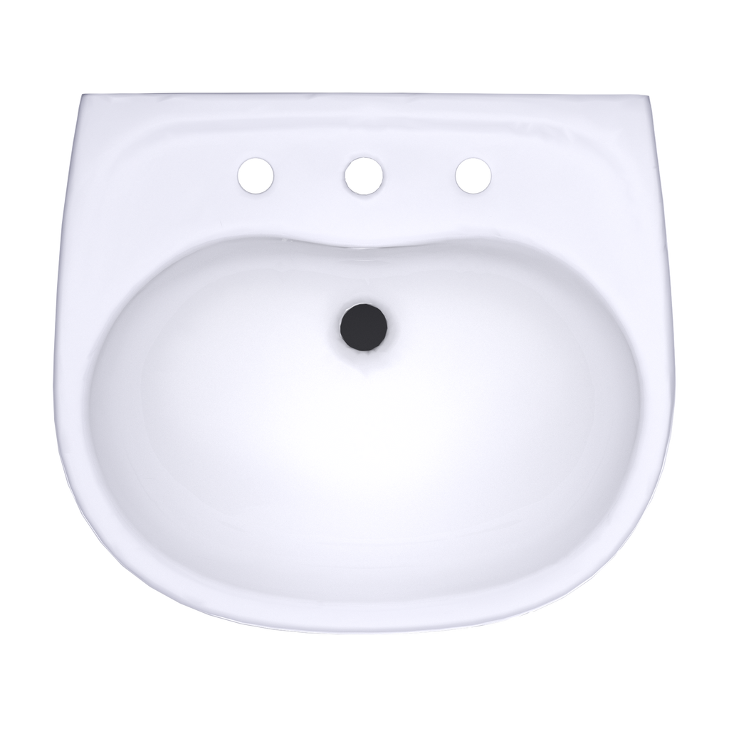 TOTO LHT241.8G#01 Supreme Oval Wall-Mount Bathroom Sink With Cefiontect And Shroud For 8 Inch Center Faucets - Cotton White