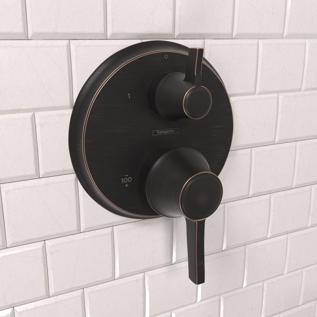 HANSGROHE 15753921 Ecostat Classic Thermostatic Trim with Volume Control and Diverter, Round - Rubbed Bronze