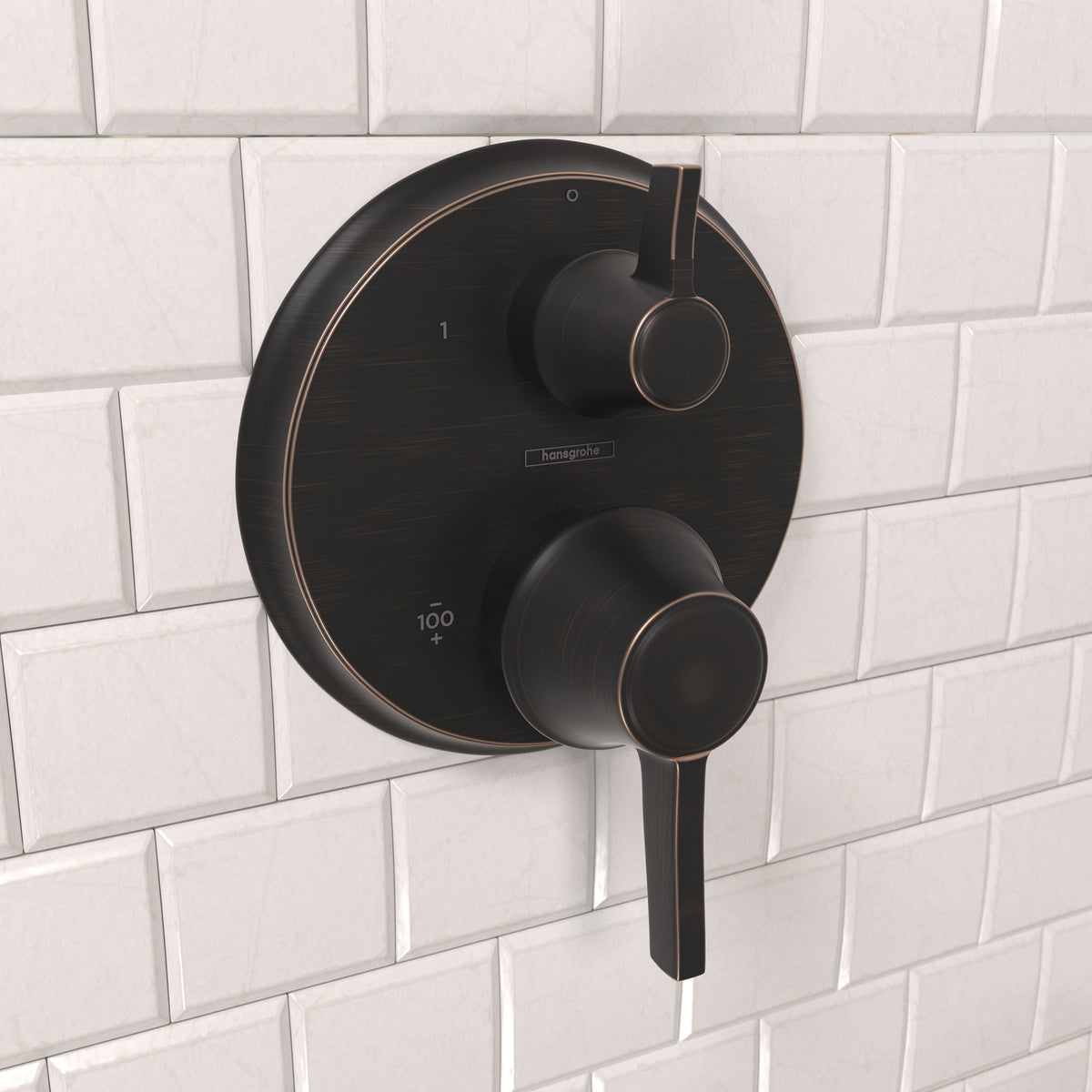 HANSGROHE 15753921 Ecostat Classic Thermostatic Trim with Volume Control and Diverter, Round - Rubbed Bronze