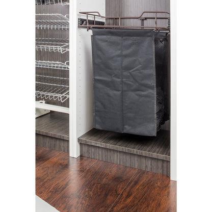 HARDWARE RESOURCES POHS-14SN Satin Nickel 14" Deep Pullout Canvas Hamper with Removable Laundry Bag - Satin Nickel