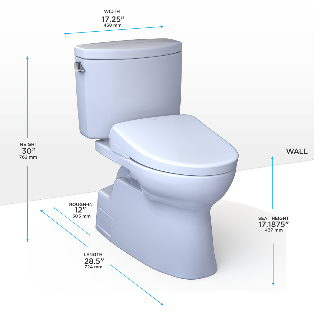 TOTO MW4744736CEFGA#01 Washlet+ Vespin Ii Two-Piece Elongated 1.28 Gpf Toilet With Auto Flush Washlet+ S7A Contemporary Bidet Seat - Cotton White