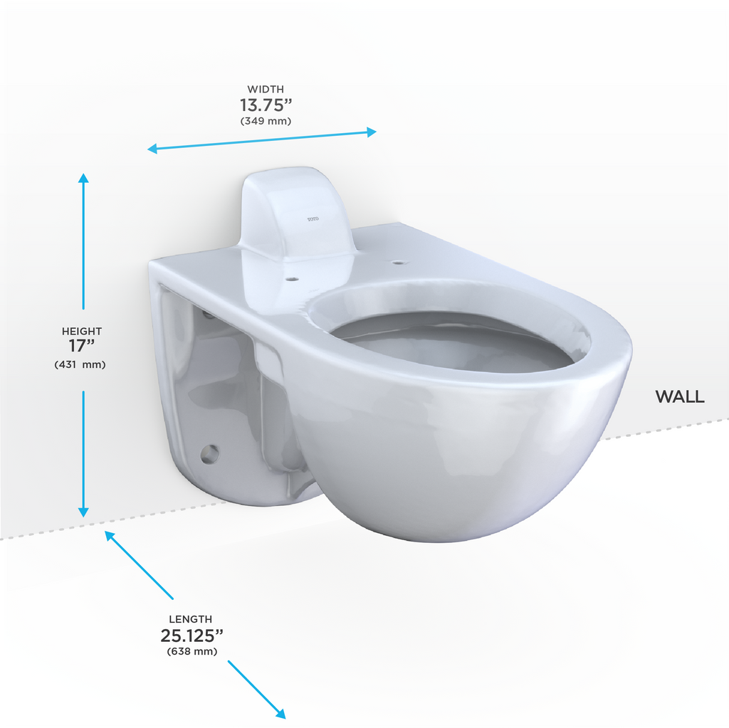 TOTO CT728CUV#01 Tornado Flush Commercial Flushometer Wall-Mounted Toilet - Cotton White