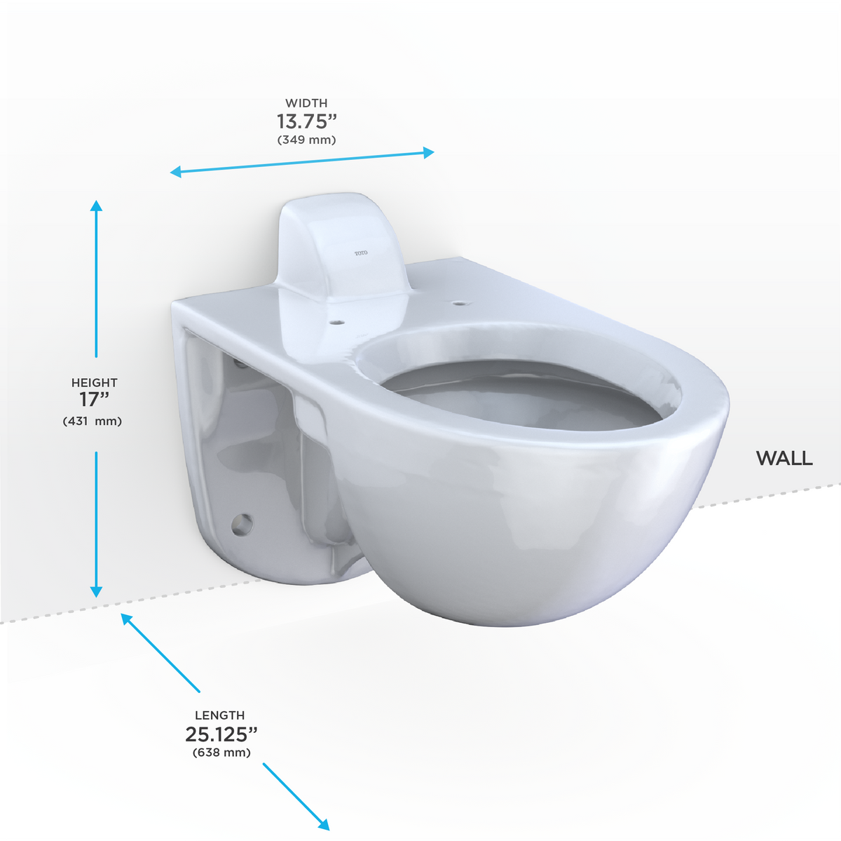TOTO CT728CUVG#01 Tornado Flush Commercial Flushometer Wall-Mounted Toilet With Cefiontect - Cotton White