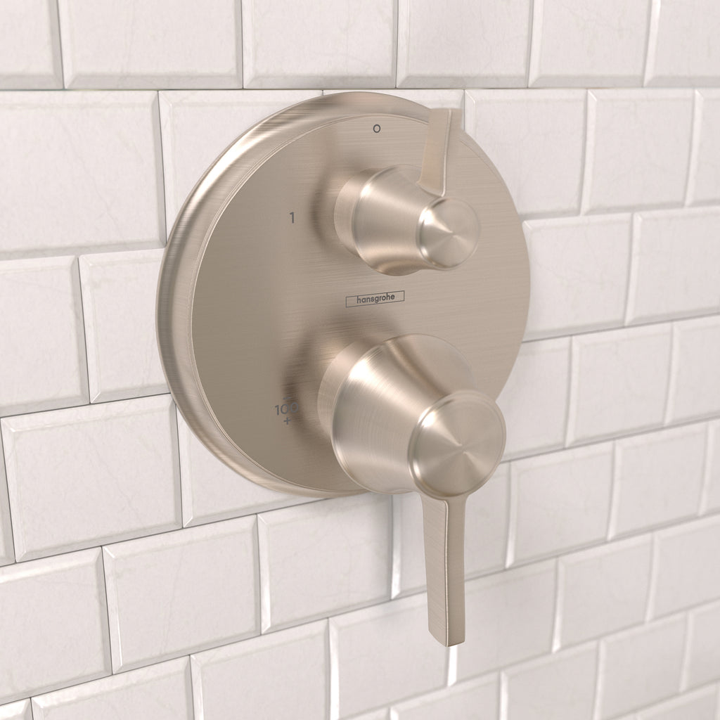 HANSGROHE 15752821 Ecostat Classic Thermostatic Trim with Volume Control, Round - Brushed Nickel