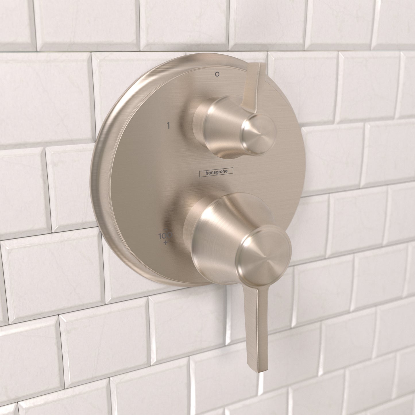 HANSGROHE 15752821 Ecostat Classic Thermostatic Trim with Volume Control, Round - Brushed Nickel