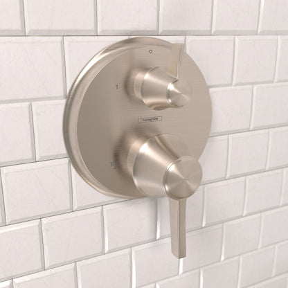 HANSGROHE 15752821 Ecostat Classic Thermostatic Trim with Volume Control, Round - Brushed Nickel