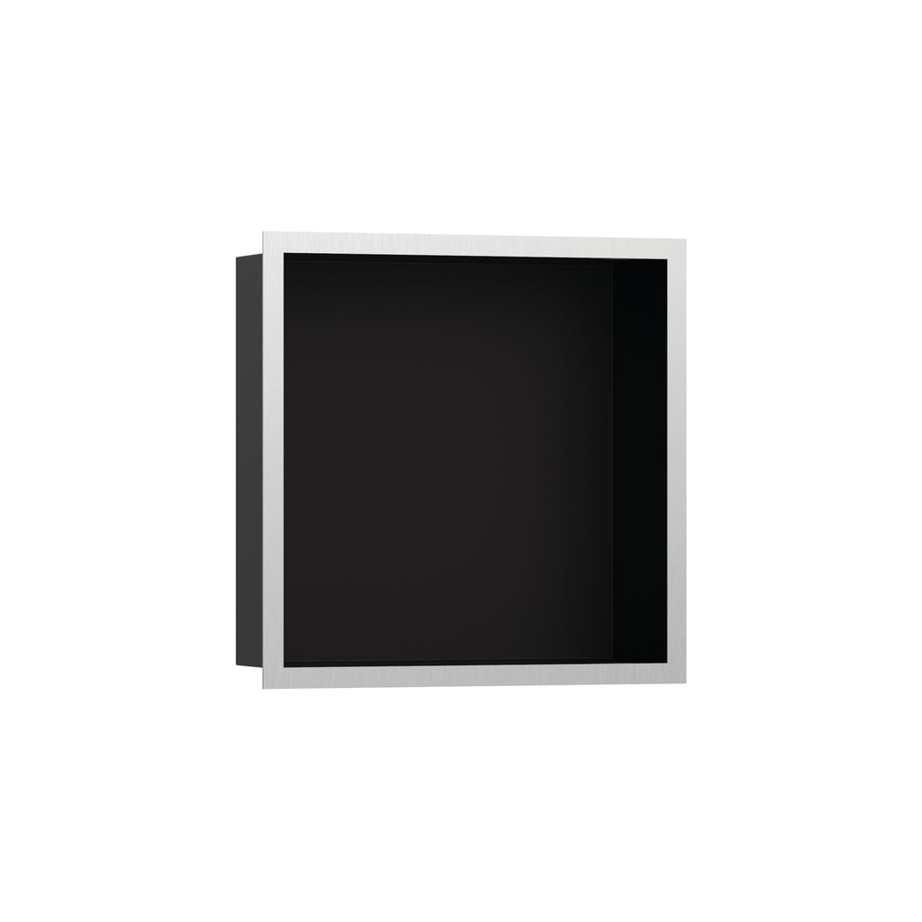 HANSGROHE 56098800 XtraStoris Individual Wall Niche Matte Black with Design Frame 12"x 12"x 4" - Brushed Stainless Steel