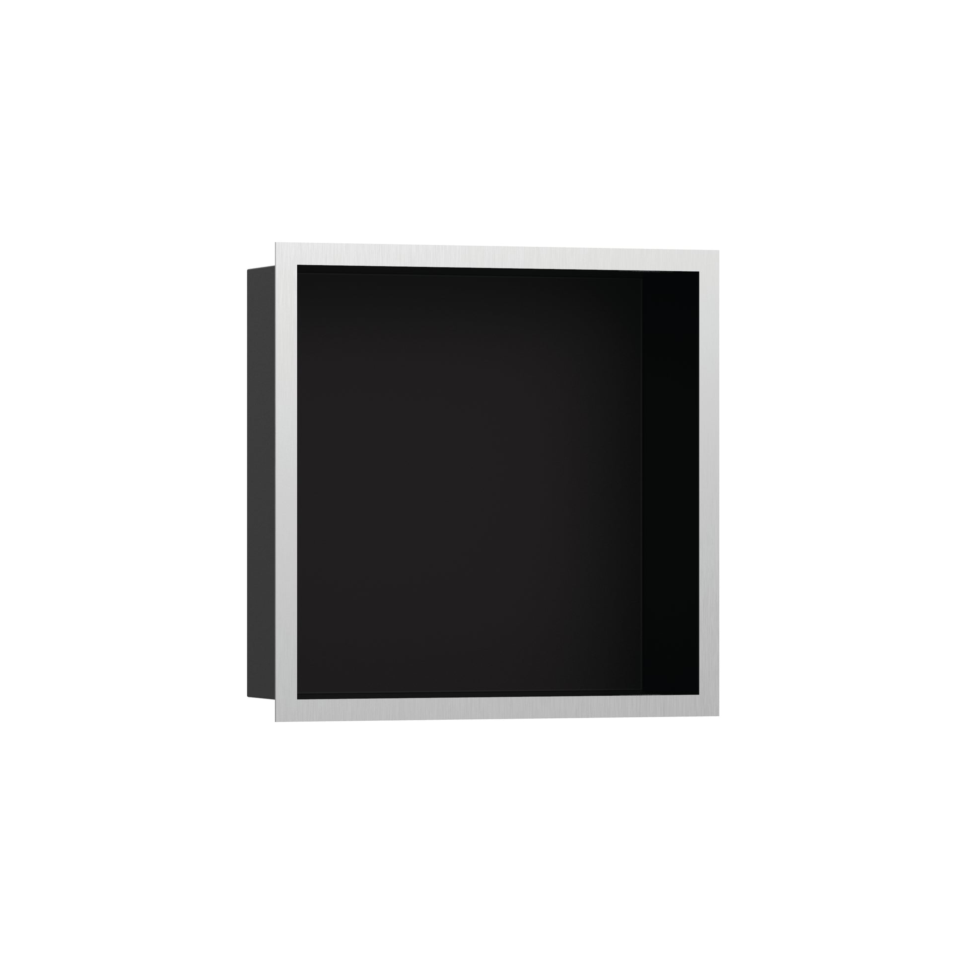 HANSGROHE 56098800 XtraStoris Individual Wall Niche Matte Black with Design Frame 12"x 12"x 4" - Brushed Stainless Steel
