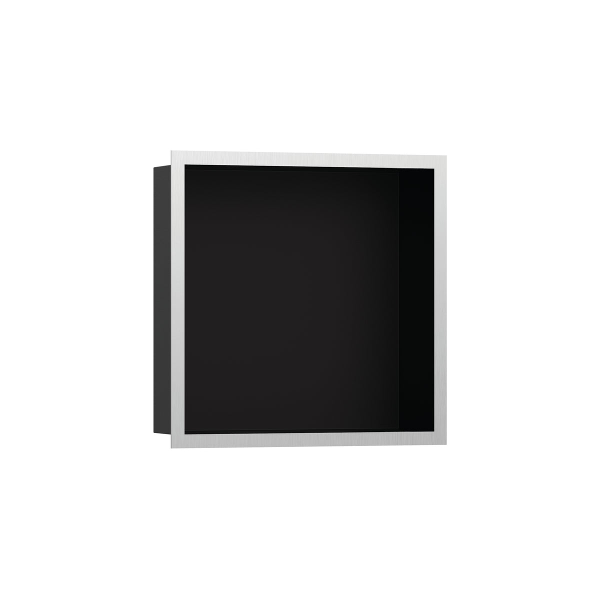 HANSGROHE 56098800 XtraStoris Individual Wall Niche Matte Black with Design Frame 12"x 12"x 4" - Brushed Stainless Steel