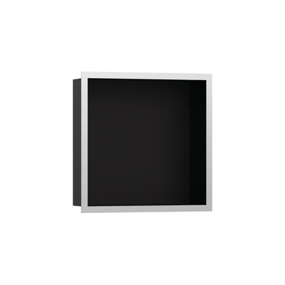HANSGROHE 56098800 XtraStoris Individual Wall Niche Matte Black with Design Frame 12"x 12"x 4" - Brushed Stainless Steel