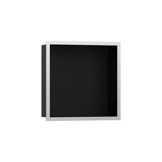 HANSGROHE 56098800 XtraStoris Individual Wall Niche Matte Black with Design Frame 12"x 12"x 4" - Brushed Stainless Steel