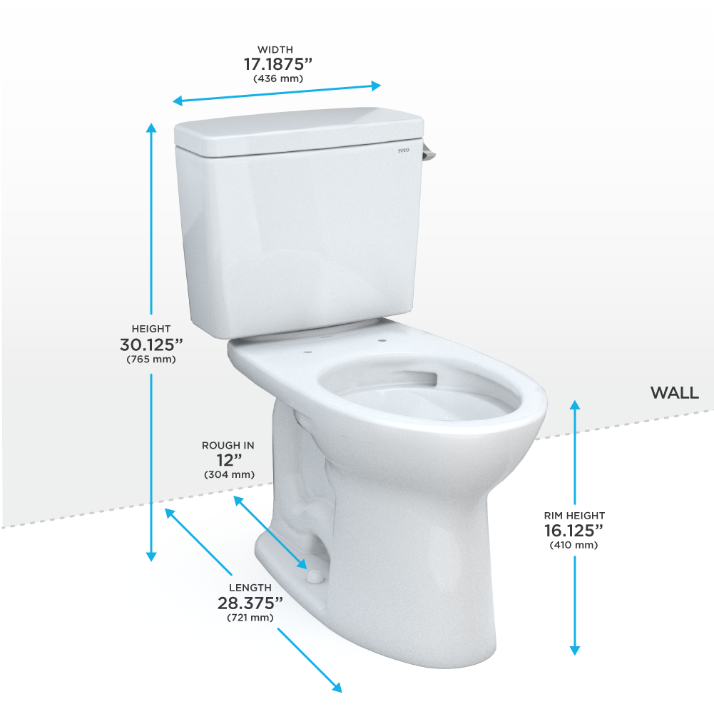 TOTO CST776CEFRG#01 Drake Two-Piece Elongated 1.28 Gpf Universal Height Tornado Flush Toilet With Cefiontect And Right-Hand Trip Lever - Cotton White