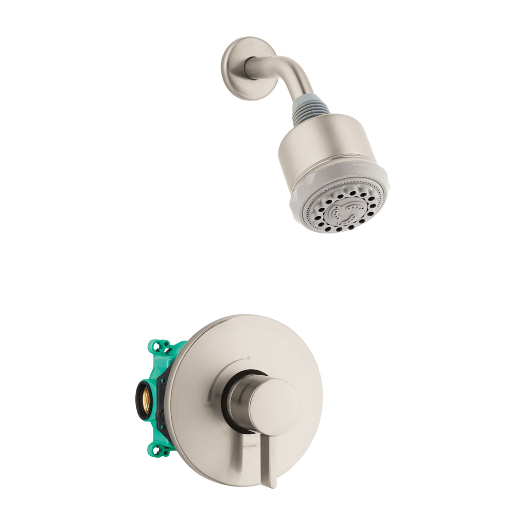 HANSGROHE 04907820 Clubmaster Pressure Balance Shower Set with Rough, 2.5 GPM - Brushed Nickel