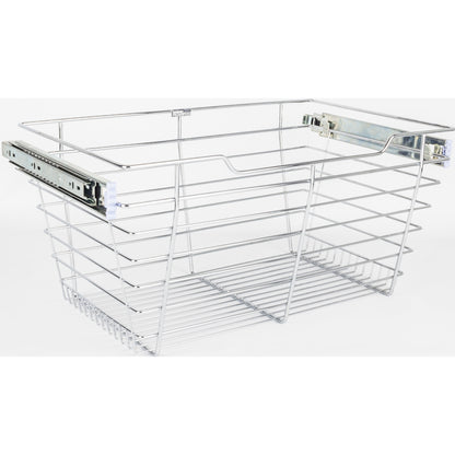 HARDWARE RESOURCES POB1-162311CH Chrome Closet Pullout Basket with Slides 16"D x 23"W x 11"H - Polished Chrome