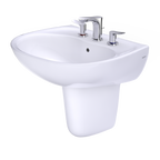 TOTO LHT241.8G#01 Supreme Oval Wall-Mount Bathroom Sink With Cefiontect And Shroud For 8 Inch Center Faucets - Cotton White