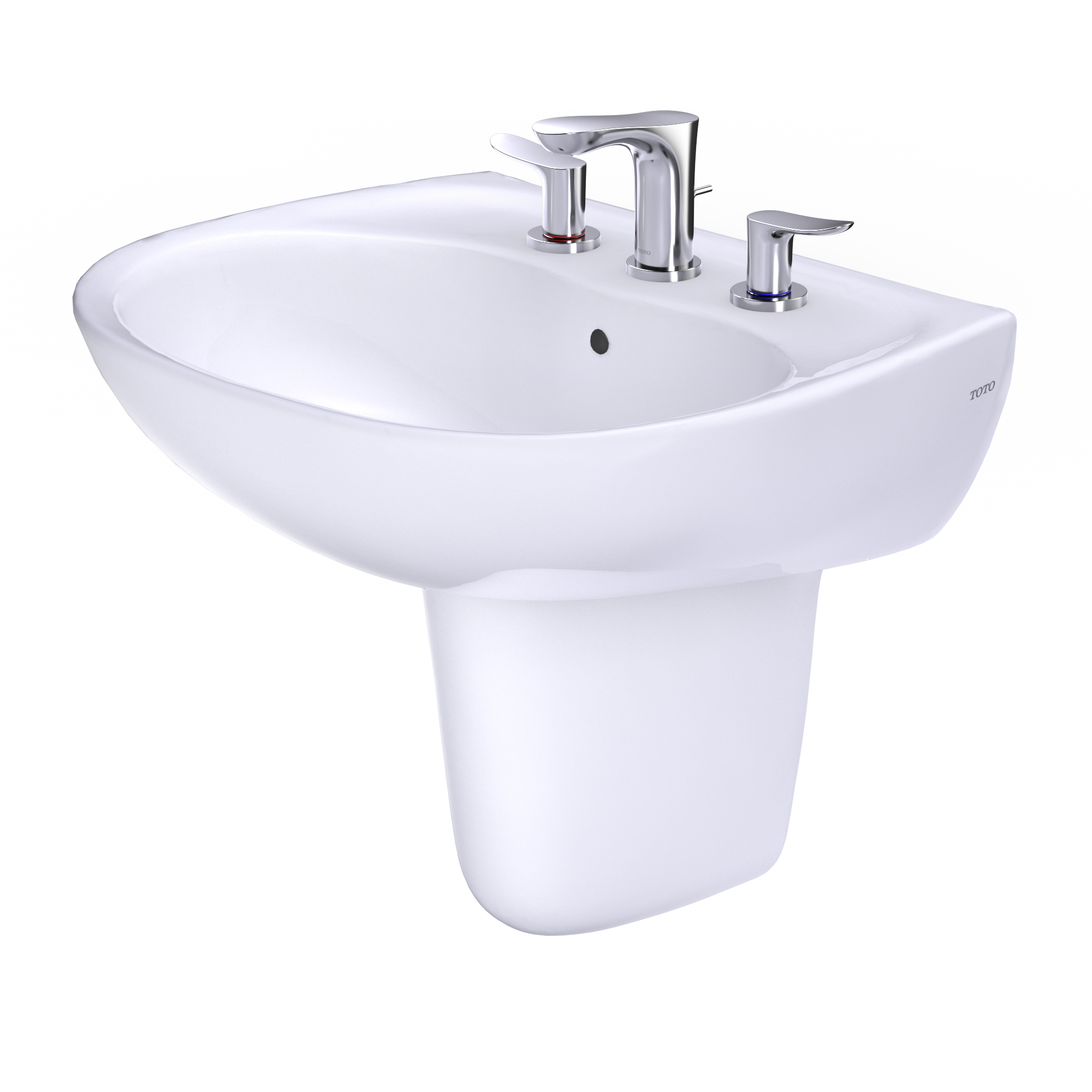 TOTO LHT241.8G#01 Supreme Oval Wall-Mount Bathroom Sink With Cefiontect And Shroud For 8 Inch Center Faucets - Cotton White