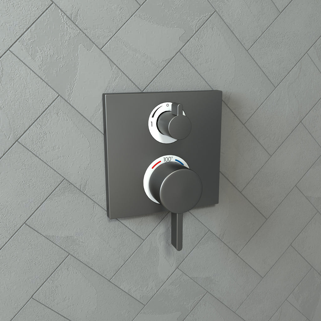 HANSGROHE 15714341 Ecostat Square Thermostatic Trim with Volume Control and Diverter - Brushed Black Chrome