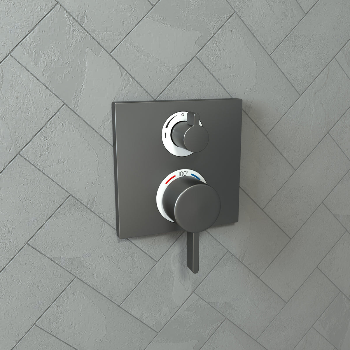 HANSGROHE 15714341 Ecostat Square Thermostatic Trim with Volume Control and Diverter - Brushed Black Chrome