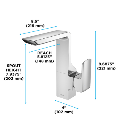 TOTO TLG02309U#CP Gr Series 1.2 Gpm Single Side Handle Bathroom Sink Faucet With Comfort Glide Technology And Drain Assembly - Polished Chrome