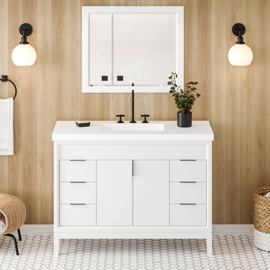 JEFFREY ALEXANDER VKITTHE48WHRER Theodora 48" Single Bathroom Vanity Set - White