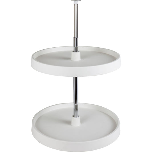 HARDWARE RESOURCES PLSR218 18" Round Two-Shelf Plastic Lazy Susan Set - White