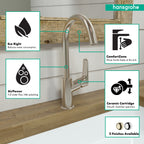 HANSGROHE 71130821 Logis Single-Hole Faucet 210 with Swivel Spout and Pop-Up Drain, 1.2 GPM - Brushed Nickel