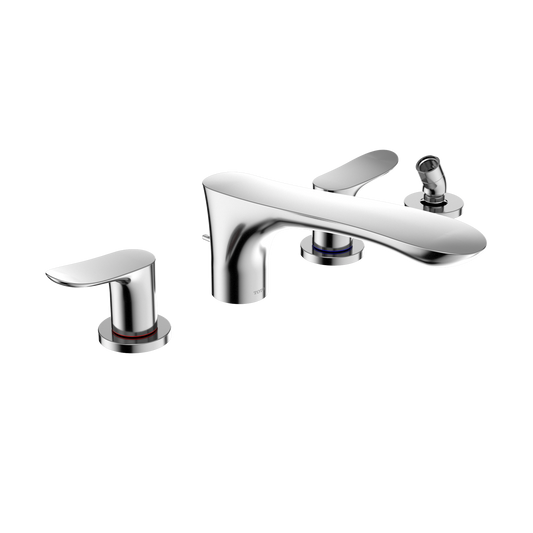TOTO TBG01202U#CP Go Two-Handle Deck-Mount Roman Tub Filler Trim With Handshower - Polished Chrome