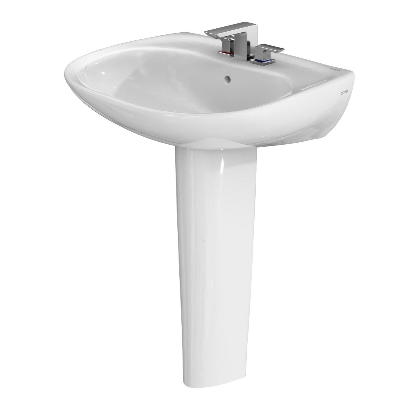 TOTO LPT242.4G#01 Prominence Oval Basin Pedestal Bathroom Sink with CEFIONTECT for 4 inch Center Faucets , Cotton White