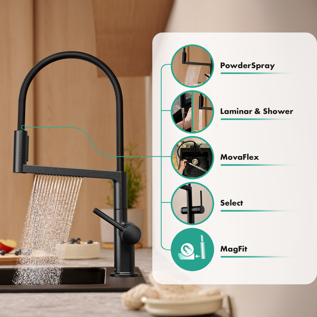 HANSGROHE 72861341 Talis N Semi-Pro PowderSpray Kitchen Faucet 1.75 GPM - Brushed Black Chrome