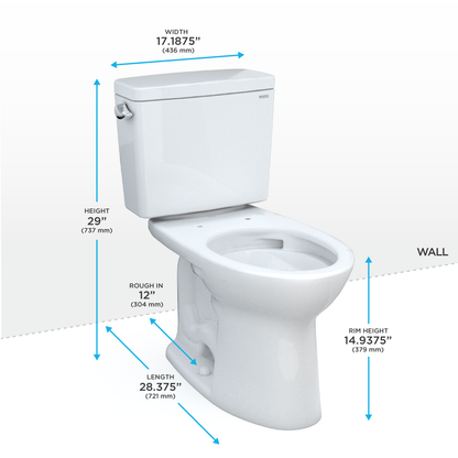 TOTO CST776CEG#11 Drake Two-Piece Elongated 1.28 Gpf Tornado Flush Toilet With Cefiontect - Colonial White