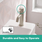 HANSGROHE 73302821 Tecturis S Single-Hole Faucet 80 with Pop-Up Drain, 1.2 GPM - Brushed Nickel
