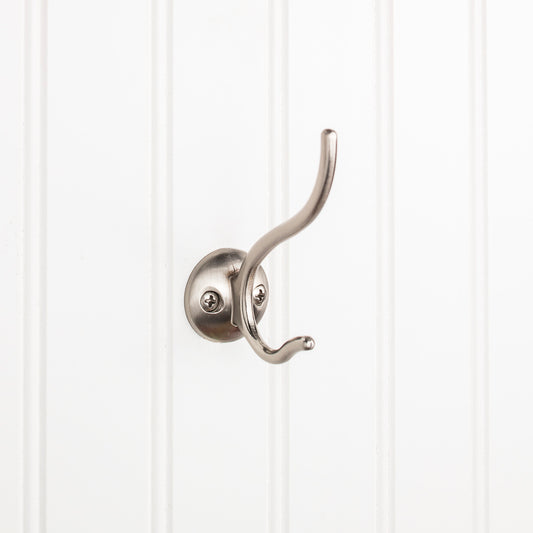 ELEMENTS YD30-381SN Elements Wall Double Hook - Satin Nickel