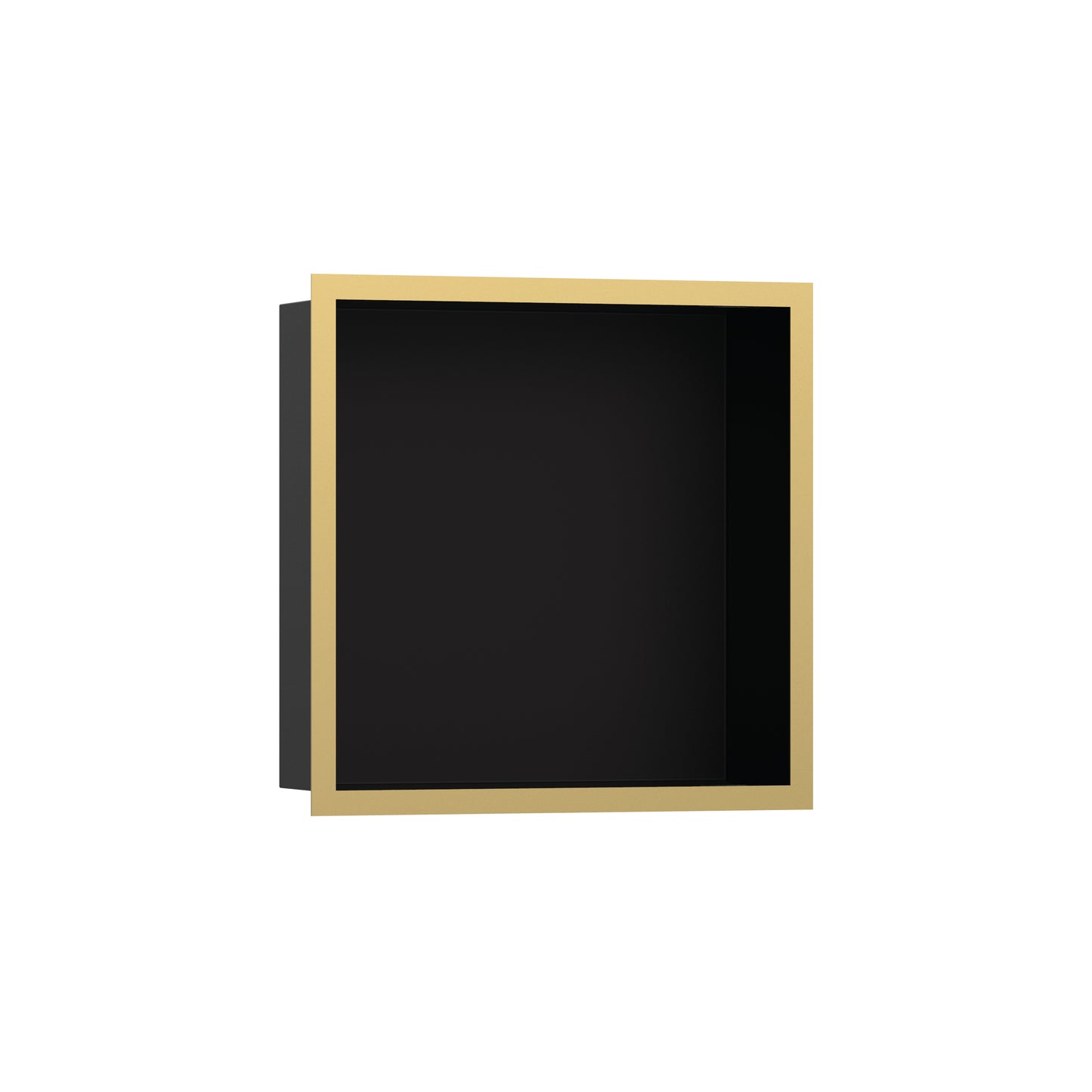 HANSGROHE 56098990 XtraStoris Individual Wall Niche Matte Black with Design Frame 12"x 12"x 4" in Polished Gold Optic