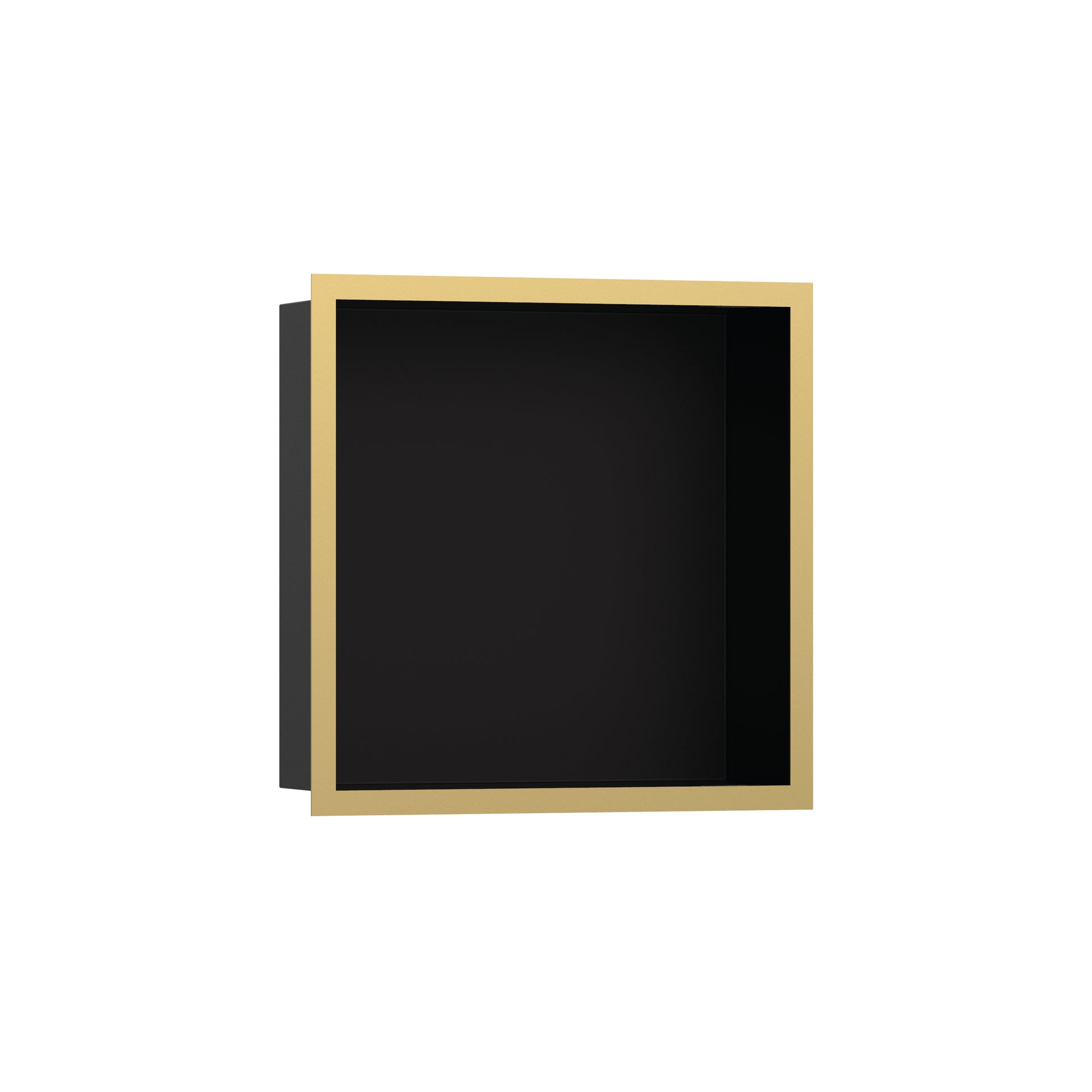 HANSGROHE 56098990 XtraStoris Individual Wall Niche Matte Black with Design Frame 12"x 12"x 4" in Polished Gold Optic