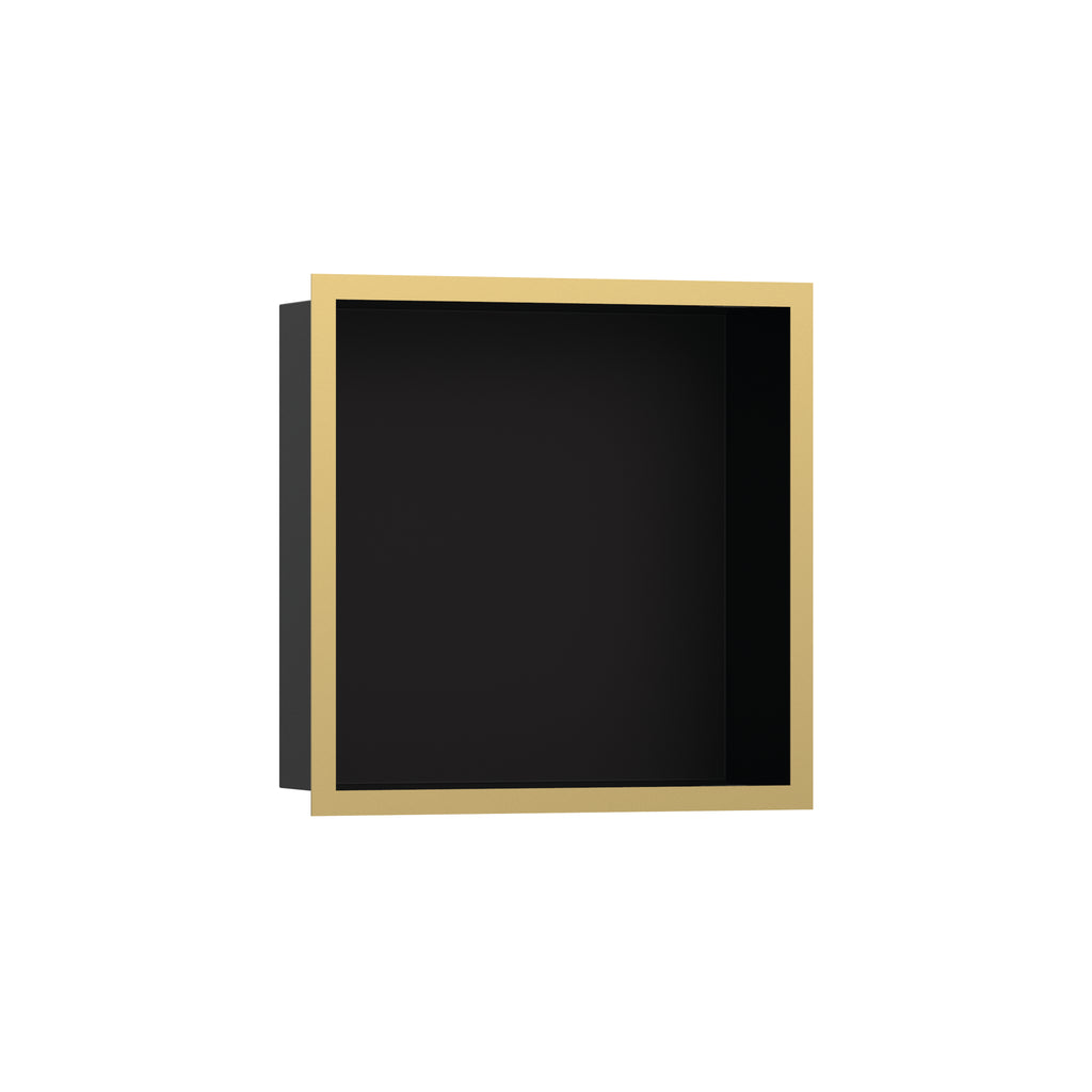 HANSGROHE 56098990 XtraStoris Individual Wall Niche Matte Black with Design Frame 12"x 12"x 4" - Polished Gold Optic