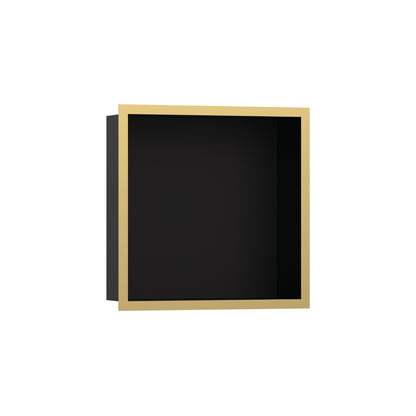 HANSGROHE 56098990 XtraStoris Individual Wall Niche Matte Black with Design Frame 12"x 12"x 4" - Polished Gold Optic