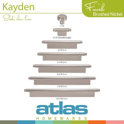 ATLAS A530-BRN Kayden 1 1/4" Diameter Round Knob - Brushed Nickel