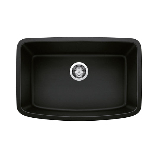 BLANCO 442941 Valea Valea SILGRANIT 27" Single Bowl Undermount Kitchen Sink - Coal Black in Coal Black