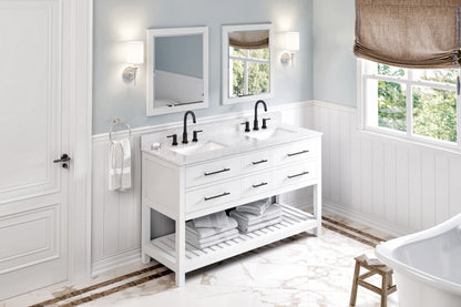 JEFFREY ALEXANDER VN2WAV-60-WH-NT 60" White Wavecrest Vanity, double bowl - White