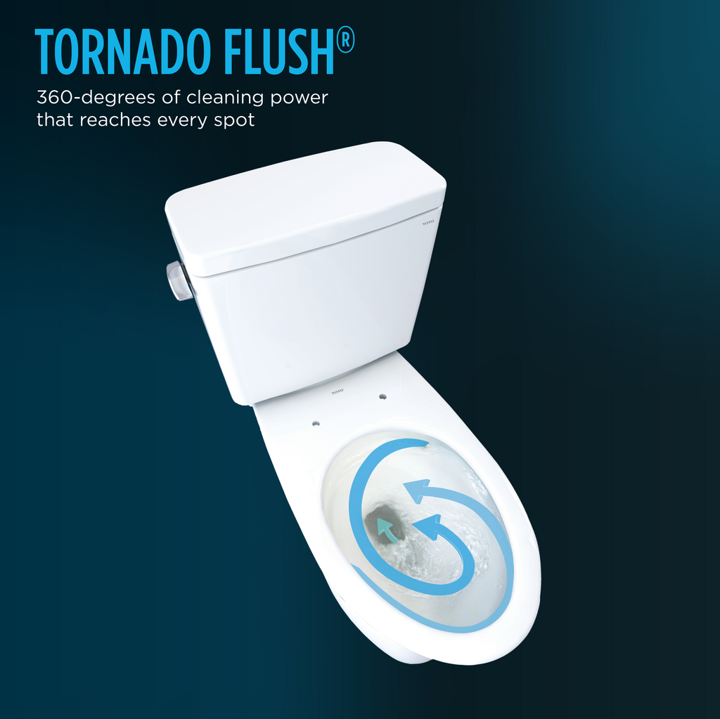TOTO CST776CEFRG.10#01 Drake Two-Piece Elongated 1.28 Gpf Universal Height Tornado Flush Toilet With Cefiontect And Right-Hand Trip Lever - Cotton White