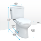TOTO MS776124CEFG#01 Drake Two-Piece Elongated 1.28 Gpf Universal Height Tornado Flush Toilet With Cefiontect And Softclose Seat - Cotton White