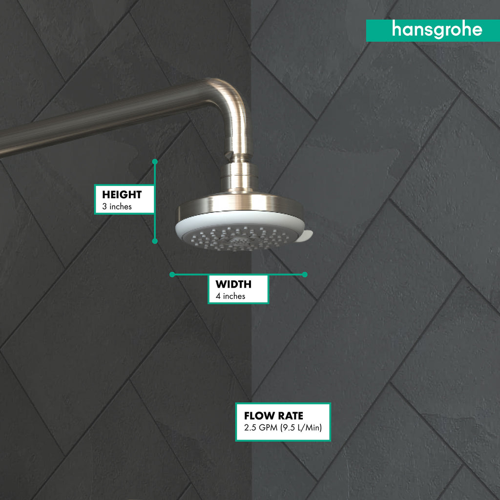 HANSGROHE 04071820 Croma 100 Showerhead E 3-Jet, 2.5 GPM - Brushed Nickel