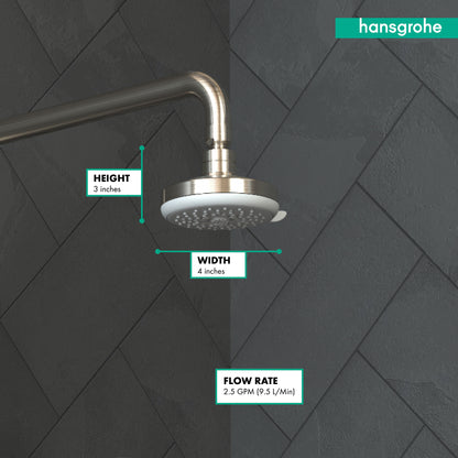 HANSGROHE 04071820 Croma 100 Showerhead E 3-Jet, 2.5 GPM - Brushed Nickel