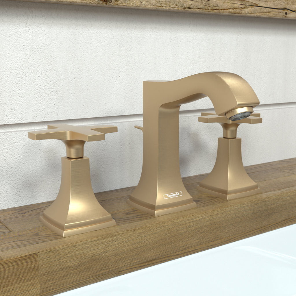 HANSGROHE 31306141 Metropol Classic Widespread Faucet 110 with Cross Handles and Pop-Up Drain, 1.2 GPM - Brushed Bronze