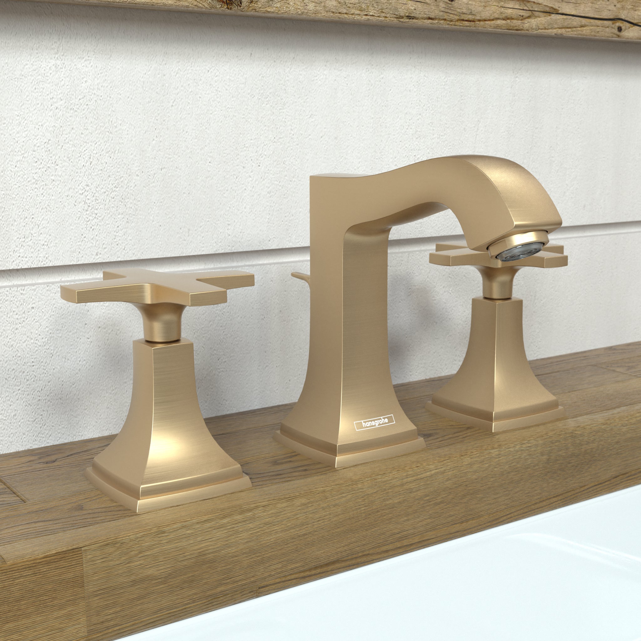 HANSGROHE 31306141 Metropol Classic Widespread Faucet 110 with Cross Handles and Pop-Up Drain, 1.2 GPM - Brushed Bronze