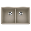 BLANCO 441286 Diamond Diamond SILGRANIT 32" 50/50 Double Bowl Undermount Kitchen Sink - Truffle in Truffle