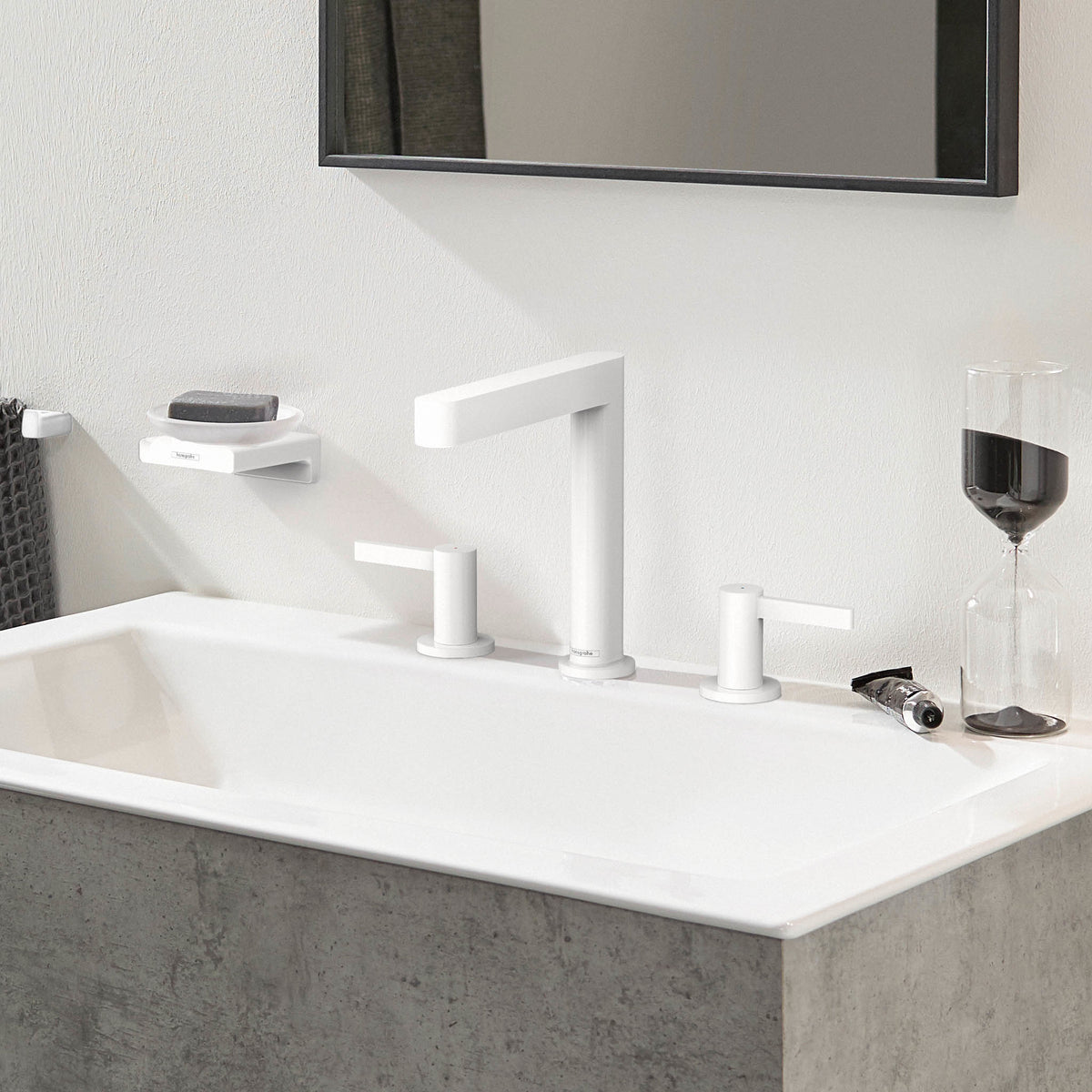 HANSGROHE 76034701 Finoris Wide-spread Faucet 160 with Pop-up Drain, 1.2 GPM - Matte White